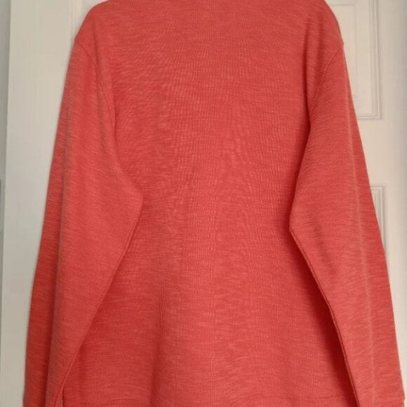 L🟠IZOD Pullover Golf Men's Large 1/4 zip sweater coral cotton polyester - Picture 5 of 7